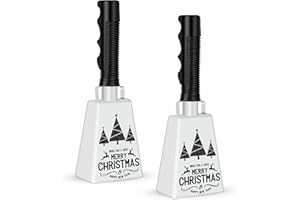 WIRMEVI Cow Bell, Cow Bells Noise Makers, Cow Bells for Sporting Events to Make Big Noise, Cowbell with Handle for Football Games, Graduation, Party, school, Farm, Percussion Music(Christmas,2 Pcs)