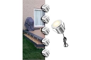 MALORY Recessed LED Deck Light 6Pack, 3W 4000K12V Low Voltage Landscape Lighting, Outdoor Step Stair Lights, Full 304 Stainless Steel Deck Lighting for Outside Floor Yard (SG06, 6-Pack 4000K)