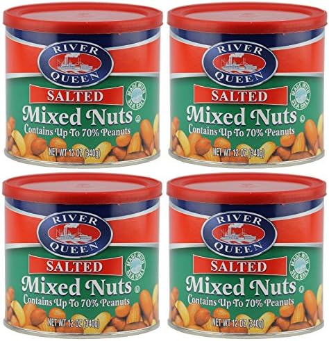 River Queen Salted Mixed Nuts, 12 Ounce (Pack of 4)