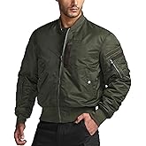 CQR Men's Casual Bomber Jacket, Outdoor Fall/Winter Zip-Up Windbreaker, Water Resistant Padded MA-1 Flight Jacket with Pocket