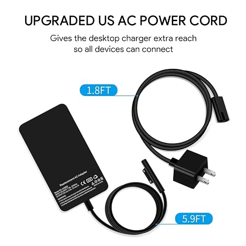 thumbnail image 2 of LB1 65W Power Supply Charger For Microsoft Surface Pro (3, 4, 5, 6, 7), Laptop, Book, And Go 2 of 2