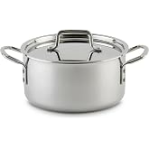 WINCO Tri-Ply Stock Pot, Silver | Dishwasher safe, Triple-riveted handles, Dripless pouring, Great for Stocks, Soups, Pasta and Batch Cooking