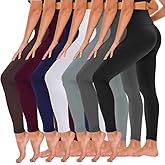 TNNZEET 7 Pack Leggings for Women - High Waisted Yoga Pants with Pockets Black Leggings Women Full Length & Capri
