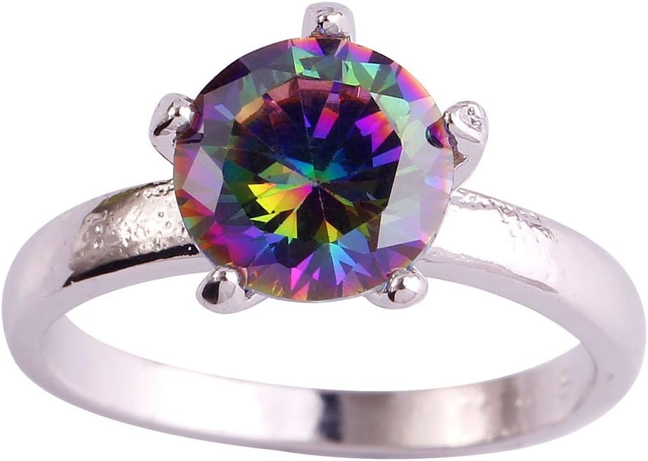 925 Sterling Silver Created Blue Topaz Filled Solitaire Engagement Ring