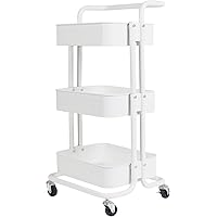 Display4top Carrito con Bloquear Ruedas, Carrito Auxiliar con 3 Nivel