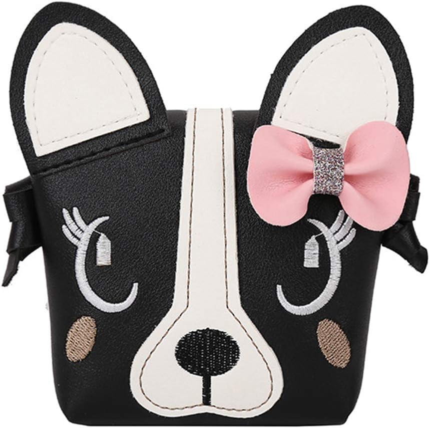 Little Girl Purses,Cute Puppy Shoulder Crossbody Bag with a Bowknot, Gifts for Little Girls (Black)