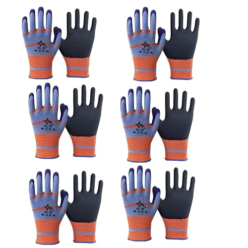 zdpxbji 6 Pairs MULTI-PURPOSE GLOVES Gardening Gloves for Men and Women (grey and orange)
