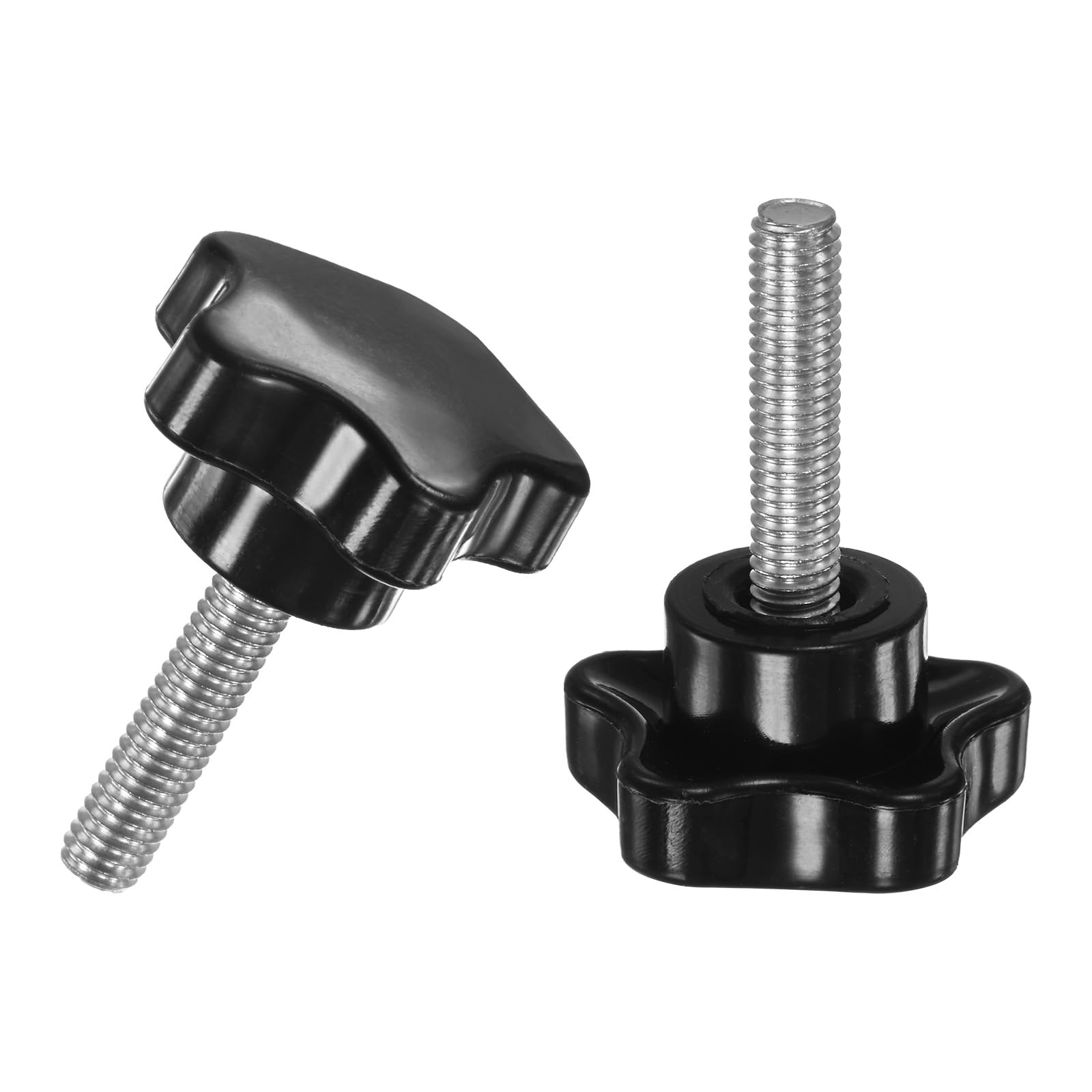 M METERXITY 2-Pack Star Clamping Knobs, M6x25mm Male Thread Hand Tightening Screw for Machinery/Electronic/Furniture/Umbrella Base, Machine Handle Replacement [Stainless Steel, Black]