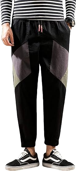Amazon Mengfan チノパン ロングパンツ 九分丈 秋服 メンズ ジョガーパンツ イージーパンツ スプライス ミリタリー スポーツ カジュアルパンツ ゆったり 美脚 ファッション ストリート系 ロングパンツ 通販