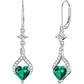 Infinity Drop Earrings for Women 925 Sterling Silver Heart-Shaped Birthstone Leverback Dangle Earrings for Mom Wife Her