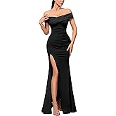 Miusol Women's Elegant Off Shoulder Split Wedding Bridesmaid Maxi Dress