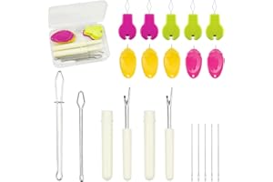 Lechchy Needle Threader for Hand Sewing & Sewing Machine - 10 Simple Needle Threaders for Embroidery Floss + 2 Seam Rippers + 2 Drawstring Threaders + 5 Needles