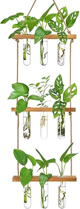 XXXFLOWER Wall Hanging Propagation Station 3 Tier Wooden Stand 9 Test Tubes