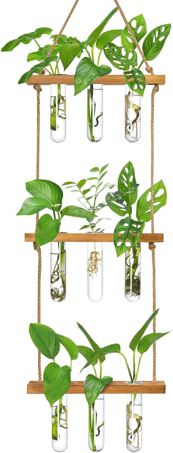 XXXFLOWER Wall Hanging Propagation Station 3 Tier Wooden Stand 9 Test Tubes