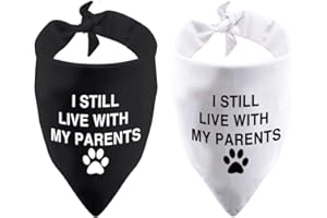 PWHAOO 2 Pack Funny I Still Live with My Parents Dog Bandana Rude Dog Scarf Dog Owner Gift (Live with My Parents 2 Pack)