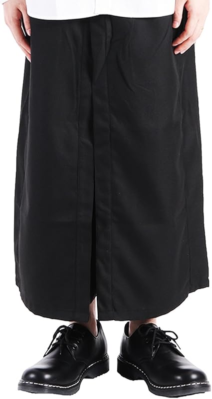 Amazon バレッタ Valletta メンズ レイヤードデザイン 袴 ワイドパンツ 日本製 サルエルパンツ ガウチョパンツ メンズ ブラック Freeサイズ ミディアムパンツ 通販