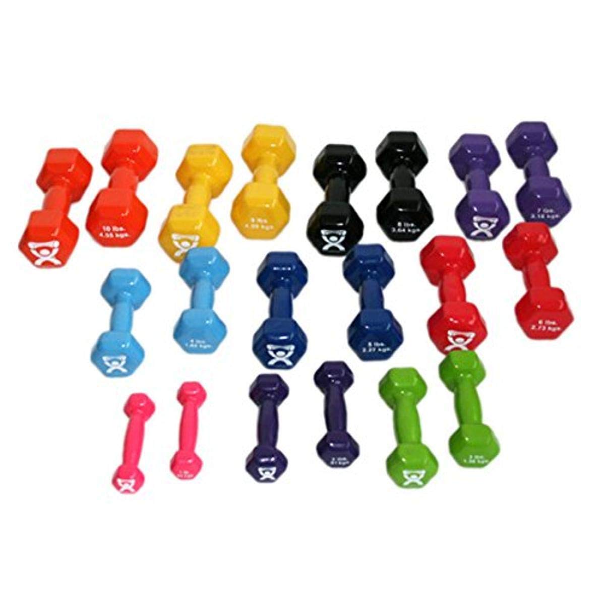 Cando-41852 Lite Weight Dumbbell Set (10 Pieces), Dumbbell Set with Floor Rack