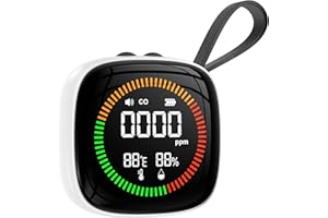 SDOER 3-in-1 Carbon Monoxide Detectors Battery, Travel, Portable CO Detector, RV CO Alarm Temp/Hum Sensor, Rechargeable CO Monitor, for Home, Car, Travel, Camping-White
