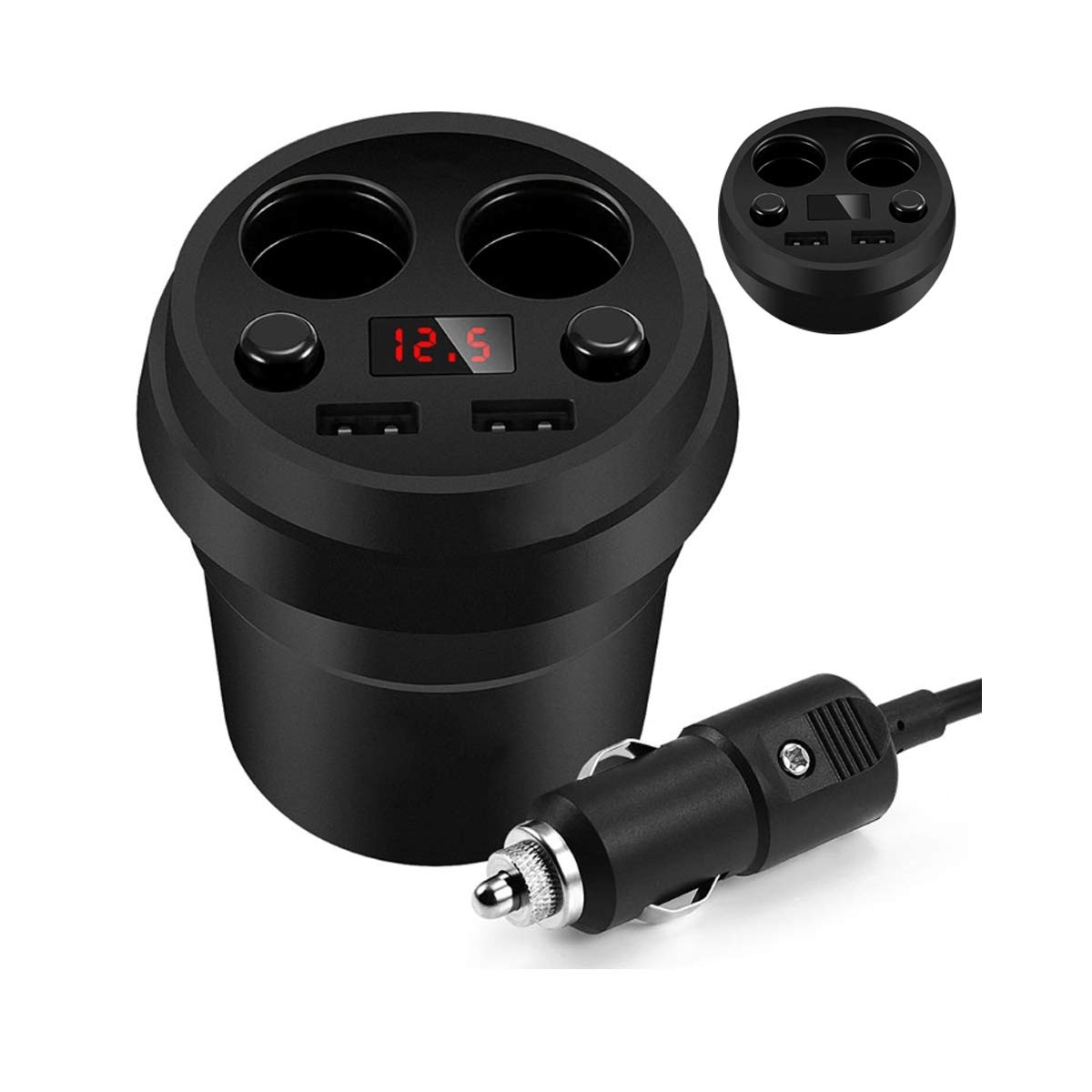 Dual USB Output Cup 3.1A DC12-24V Car Cigarette Lighter Splitter Car Charger Car Adapter For Mobile Phones Tablets