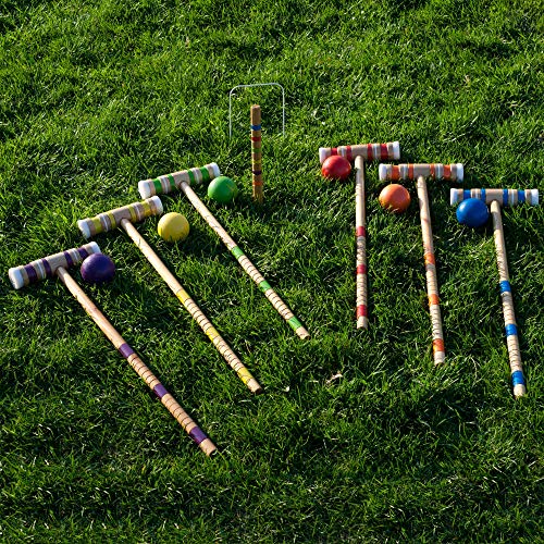 Croquet Set- Wooden Outdoor Deluxe Sports Set with Carrying Case- Fun Vintage Backyard Lawn Recreation Game, Kids or Adults by Hey! Play! (6 Players) (Renewed) - Thumbnail 2