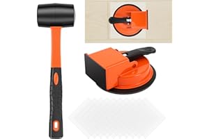 Floor Gap Fixer Tool Kit with Rubber Mallet & 10 Reusable Sticky Pads, Professional Suction Cup Flooring Tool for Laminate Vi