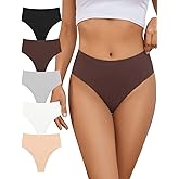 GREENBAA No Show High Rise Bikini Panties Women's Seamless Hi Cut Underwear Pack