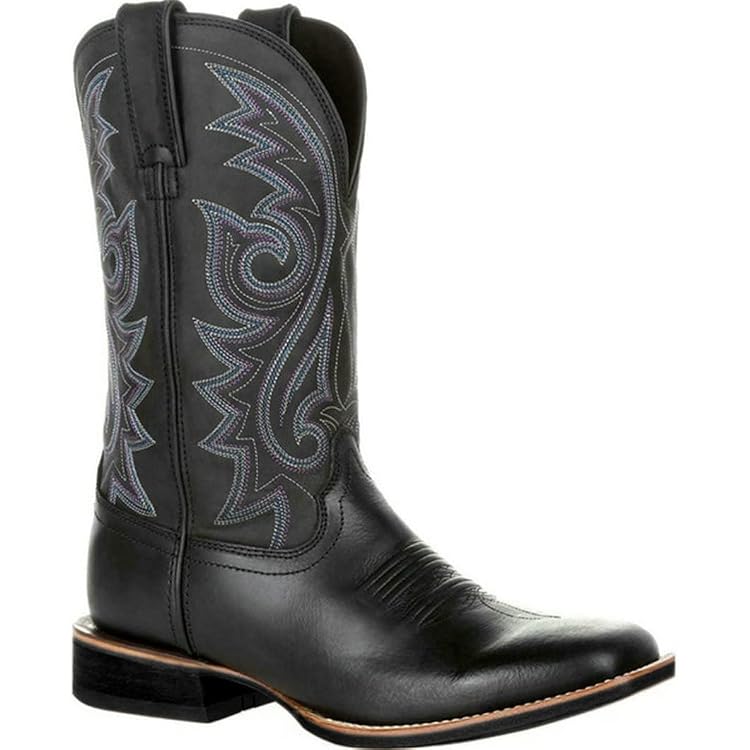 Bottes de cowboy western à bout carré large pour homme et femme