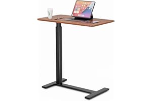 COZIFURNI Hospital Over Bed Table with Wheels Beside Table TV Tray for Bed Adjustable Height, Portable Rolling Desk for Home Medical, Laptop, Breakfast, Brown