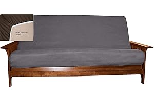 OctoRose Grey, Full Size 54x75+8" Easy Fit Fitted Futon Cover Bonded Micro-Suede Sofa Daybed Mattress Slipcover | Elastic Backing (Grey, Full Size)