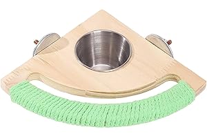 FJMQHU Bird Perch with Feeding Bowl, Cage Accessory, Bird Feeding Perch, Parrot Feeder for Budgies