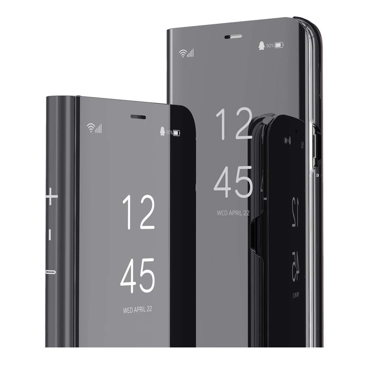 MRSTER Flip Case for iPhone 12 Pro Max Mirror Design Clear View Bookstyle Protecter Shell With Kickstand Cover for Apple iPhone 12 Pro Max 6.7". Flip Mirror: Black