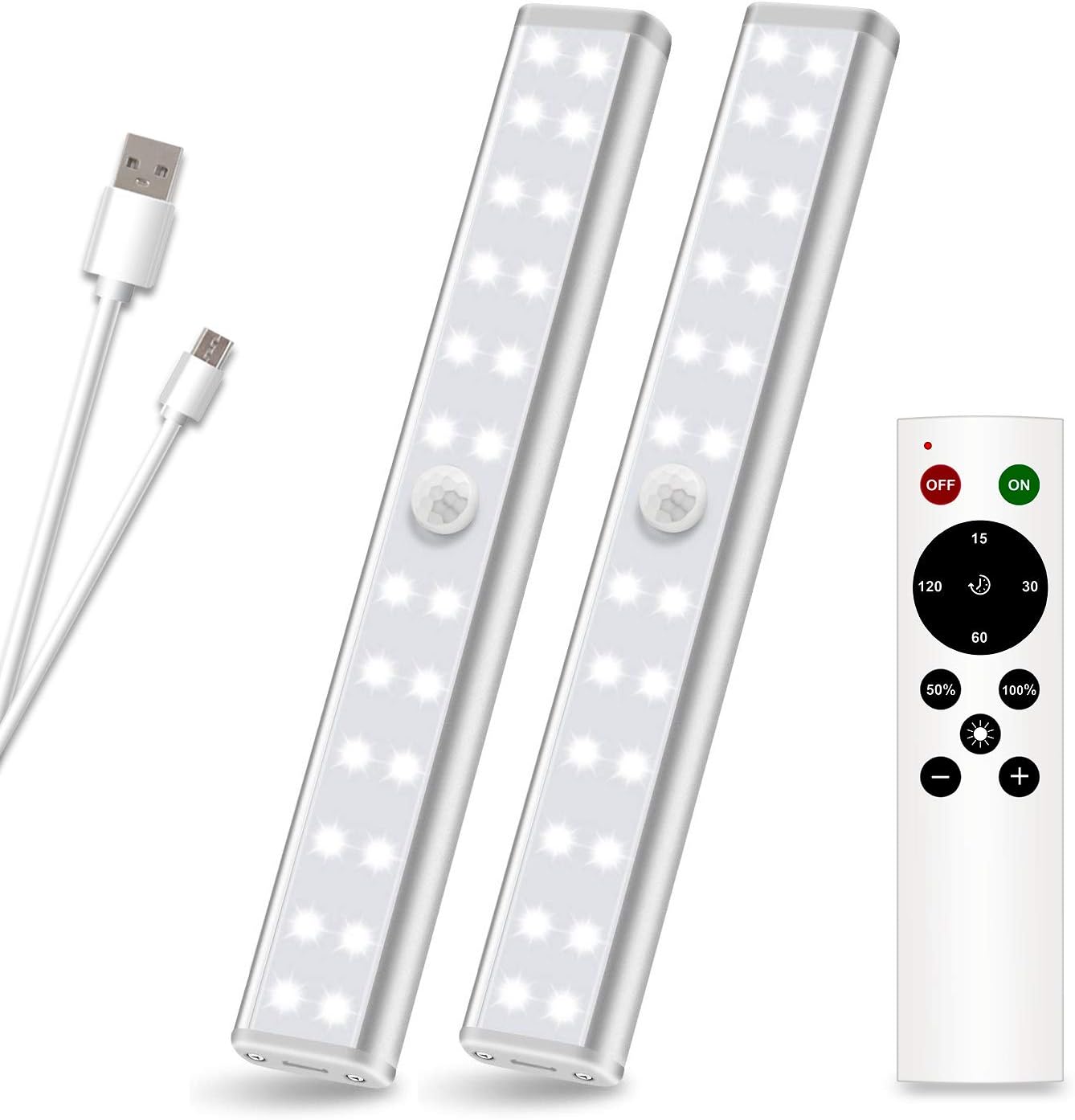 Anbock Wireless LED Closet Light Remote Control Under Cabinet Lighting Under Counter Lighting Stick on Lights Rechargeable Battery Operated Lights for Room Pantry Kitchen Hallway Stairs Wardrobe White