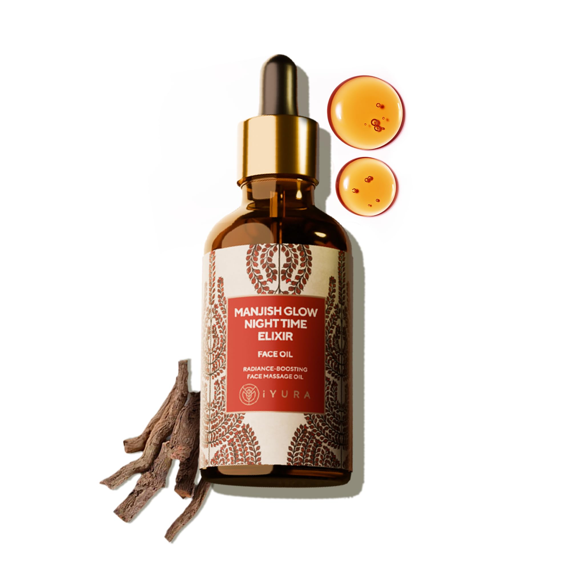 iYURA Manjish Glow Night Time Face Elixir | Moisturising Face Oil | For Dewy and Clear Looking Skin | With Manjistha & Lemon | 30ml
