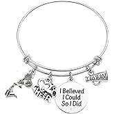 Sportybella Cheer Charm Bracelet – I Believed I Could So I Did – Silver Plated Cheerleading Bangle With Team Spirit Charms – Adjustable Jewelry With Gift Pouch