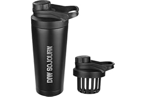 DIW SOJOURN LIFE DIW 24 oz Shaker Bottle,Stainless Steel Shaker Bottle with Noise-Free Design,Insulated Metal Shaker Cup for Protein Mixes and Pre Workout,Gym Bottle Shaker(Black)
