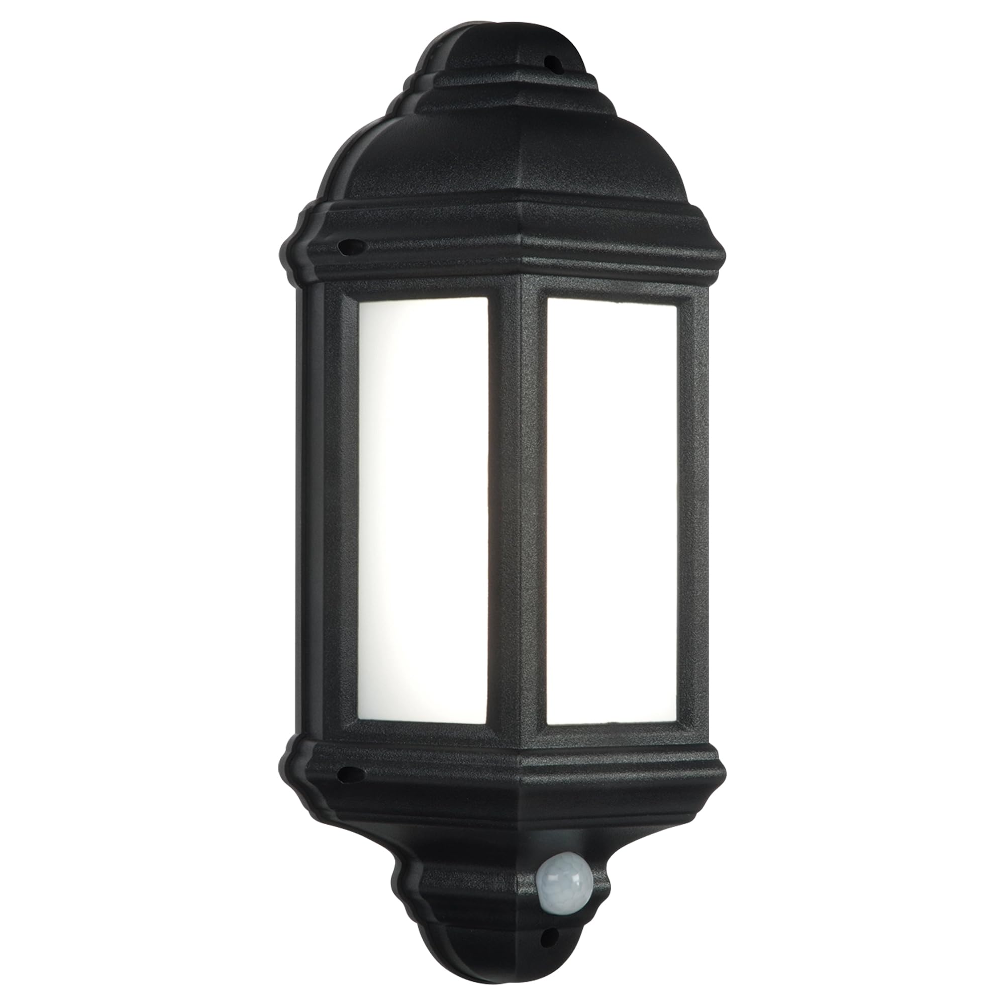National Lighting HALBURY LED Outdoor 7W Outdoor Garden LED Black Half Wall Lantern PIR Motion Sensor Presence Detector IP44 Rated