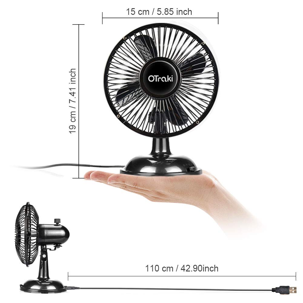 OTraki USB Oscillating Fan 4 inch Mini Quite Air Circulator USB Powered