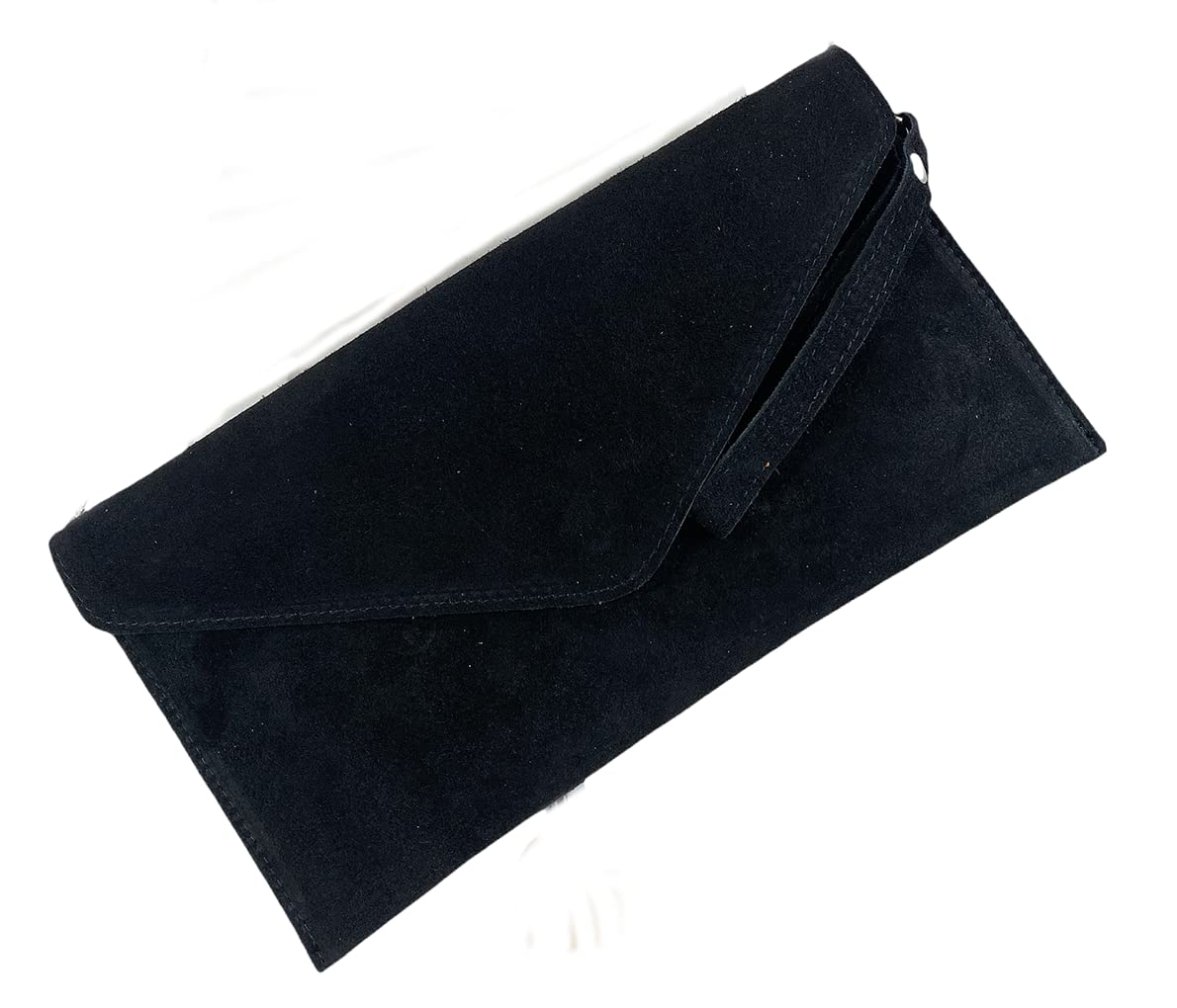 LeahWard Women's Suede Leather Clutch Bag Genuine Leather Wedding Party Clutch Bags (Black)