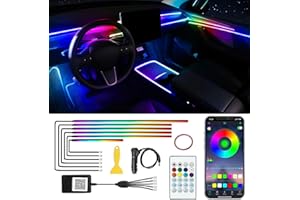 QVEVDACAR Acrylic Interior Car LED Lights with Wireless APP & Remote Control, 6 in 1 Dreamcolor Car Ambient Lighting Kit with Music Mode, 16 Million Color Inside LED Strip Light for Car Decor