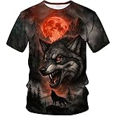 LAOLIUSN Funny Wolf Graphic T-Shirt Novelty Short Sleeve Crewneck Shirt