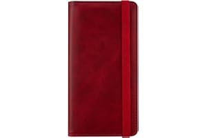 HOTCOOL Checkbook Cover with Elastic Band - Premium Leather Clear PVC Divider Durable, Compact, and Multi-Functional Holder Wallet Case for Man and Woman, Cowboy Red