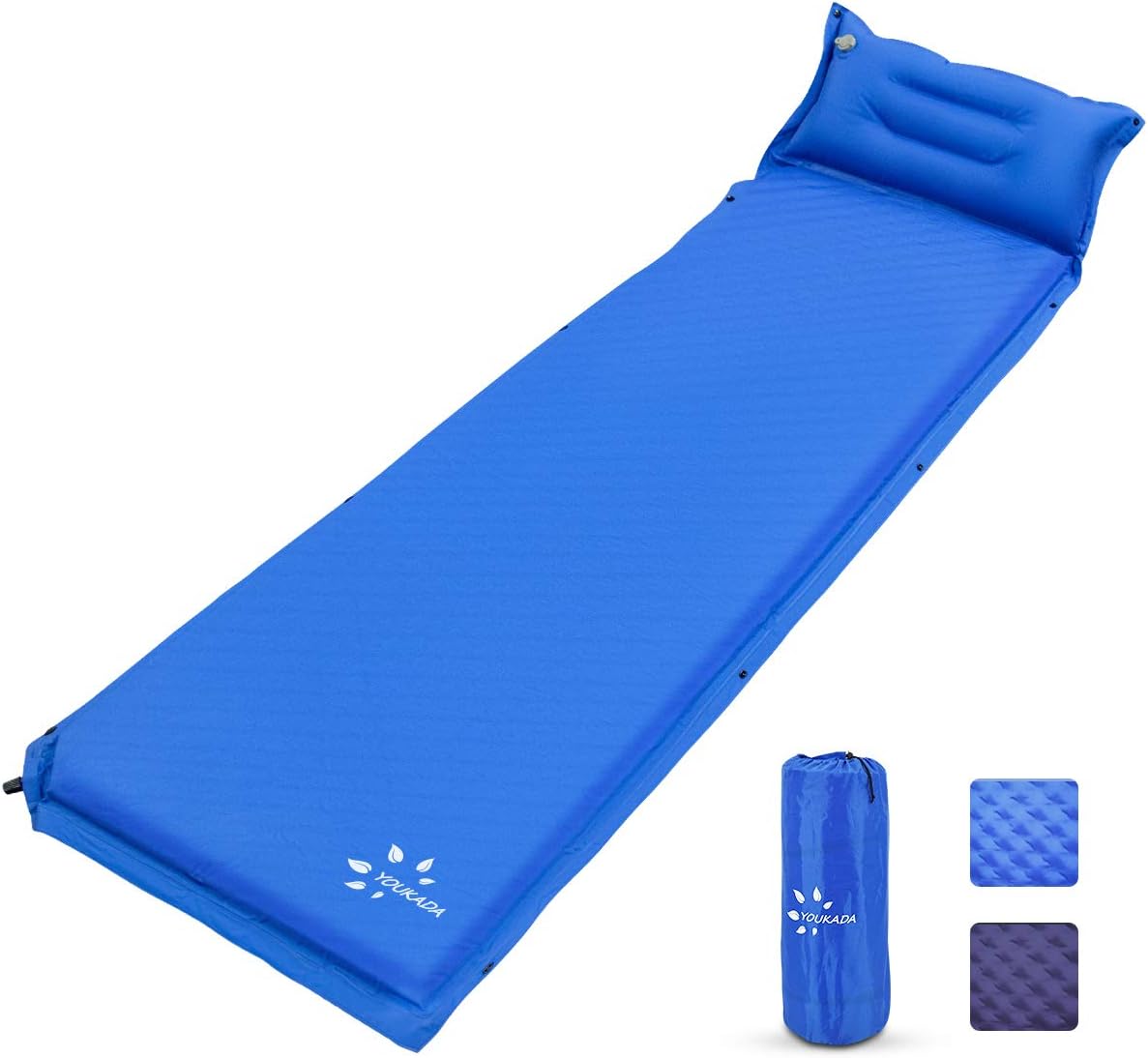 YOUKADA Sleeping-Pad Foam Self-Inflating Camping-Mat for Backpacking Sleeping Pad for Camping Self Inflating Camping Pad Sleeping Mat with Pillow for Traveling and Hiking (Grey, Small)