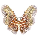 EVER FAITH Women's Austrian Crystal Butterfly Brooch Topaz-Color Gold-Tone