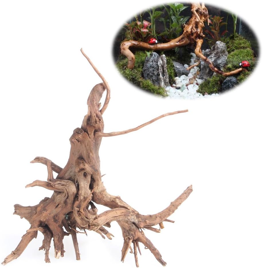 OHTOP Aquarium Driftwood Decoration Aquarium Decorations Log Fish Tank Cave Hideout Wood Decor Plant Stump Ornament