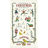 Cavallini & Co. Twelve Days of Christmas Vintage Style Cotton Tea Towel