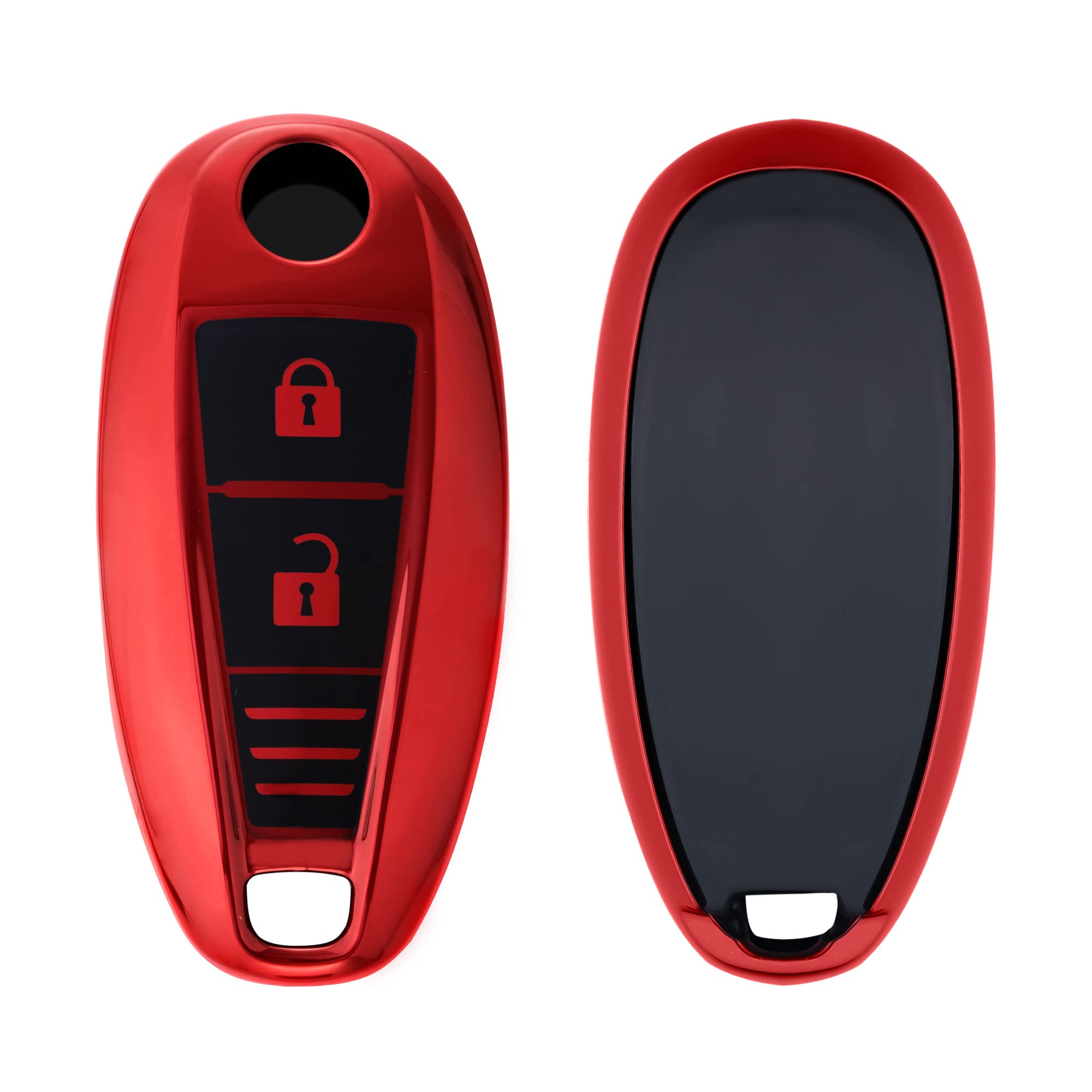 kwmobile Key Cover Compatible with Suzuki Sport 2 Button Car Key Keyless Go - Soft TPU Car Fob Protector Case - Red High Gloss