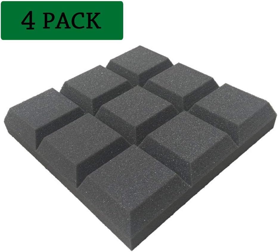 Acoustic Panels Studio Foam Sound Proof Panels Noiise Dampening Foam Studio Music Equipment Acoustical Treatments Foam 4 Pcs-12''12''2''-Nine Squares