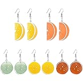 Dreuyet 4 Pairs Lemon Earrings For Women Lightweight Charm Lemons Drop Dangle Earrings Fruit Jewelry