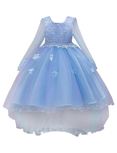 besbomig Spitze Ärmel Prinzessin Formale Tüll Tutu Kinder Kleider für Mädchen - Kommunion Party Alter 2-10 Jahre Frühling, So