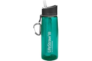 LifeStraw Go Water Filter Bottle with 2-Stage Integrated Filter Straw for Hiking, Backpacking, and Travel, Teal, 22, Model:LSG201DT08